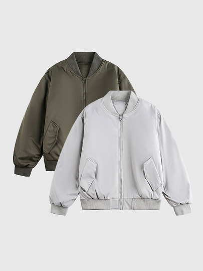 Pure American style MA-1 bomber jacket for men in autumn and winter thickened and warm retro thickened cotton baseball collar jacket