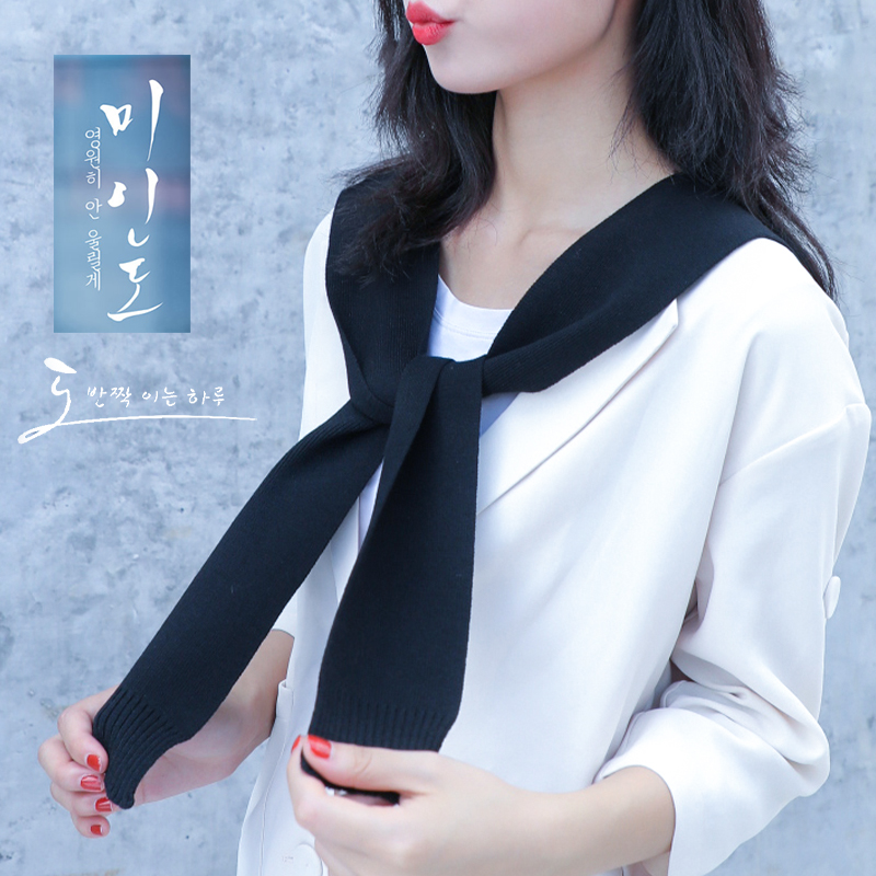 Shivering with the same Korean version College Wind knit with small shawl knotted scarves and external lapped autumn dual-use 100 lap warm surrounding neck