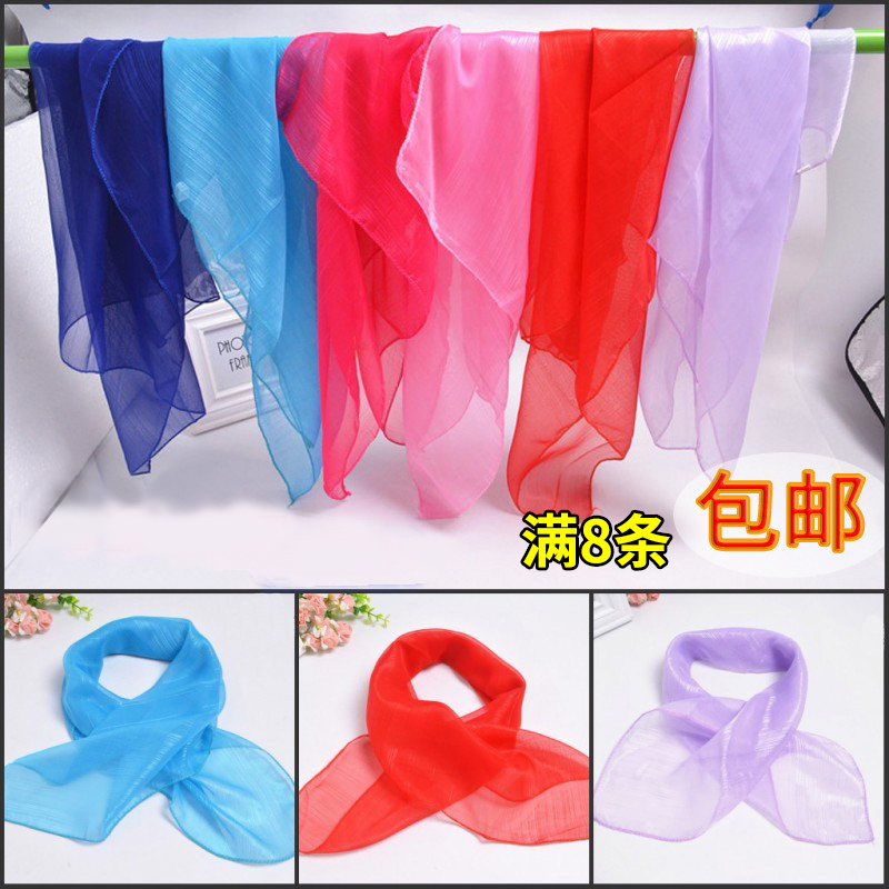 South Korea Bayi Navy Dance Special Pure Scarf Female Small Small Small Scarf Show Thin Red Decoration Small Scarf Summer