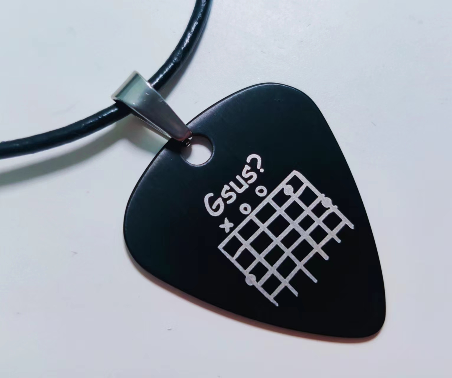 Gsus Music Titanium Pick Necklace Gsus Chords (Cool Black)