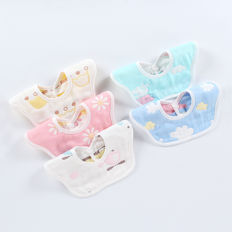 Baby Apron Gauze Pure Cotton Baby 360 Degrees Rotatable Petal Sprinting Towel Spring Summer Walled Neck Anti-Tween Milk Bib-Taobao
