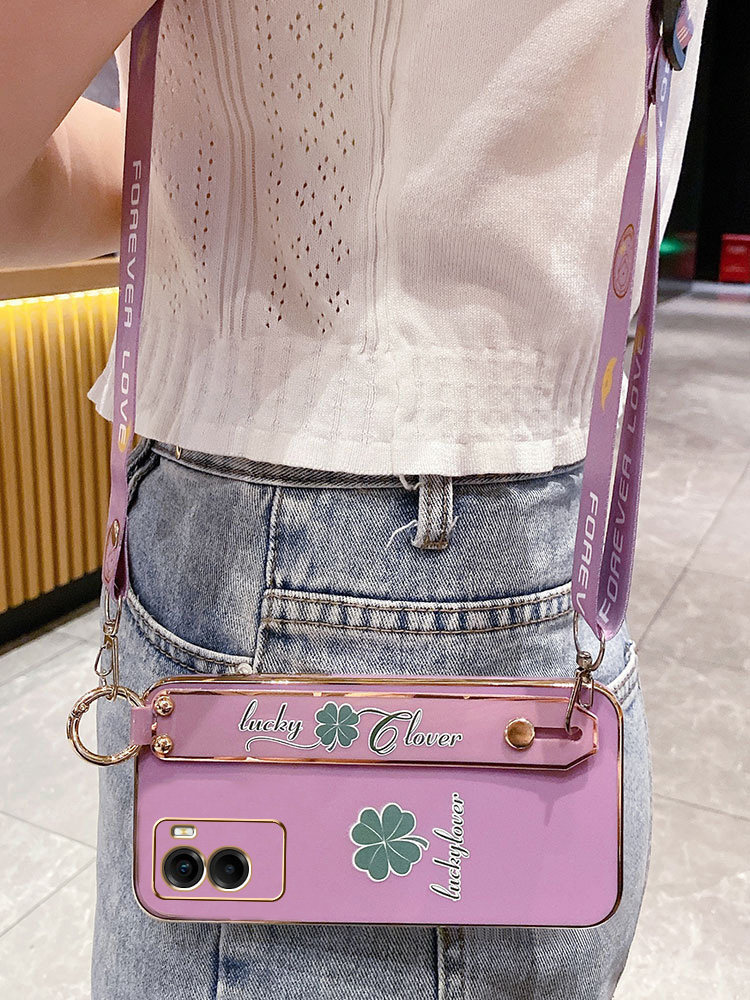 Suitable for Vivo Y35 Phone Case, New Vivo Y35M Wristband Protective Case, V2230A Silicone, Full Coverage Vivo Y0, Anti-Drop 5g Soft Case, Vivo Crossbody Lanyard, Y35 for Women, Fresh and Trendy