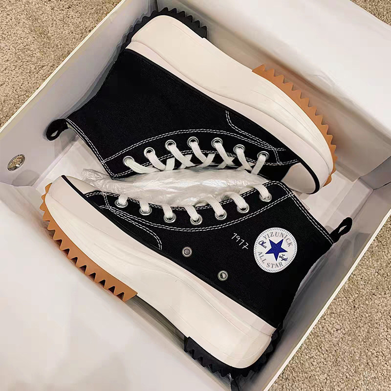 Xiao fight with the same height cylinder thick bottom sail cloth shoes old daddy sports shoes ins Chains and white pine pastry heightening women's shoes summer style