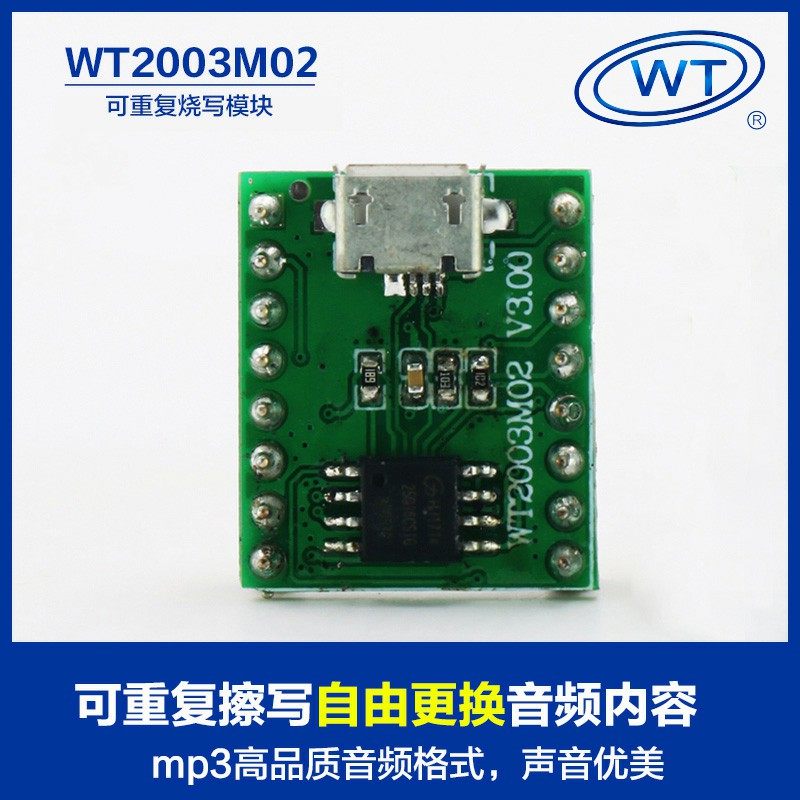 WT2003M02 WT2003M02 high quality mp3 decoding chip module ic button UART serial communication built-in power amplifier