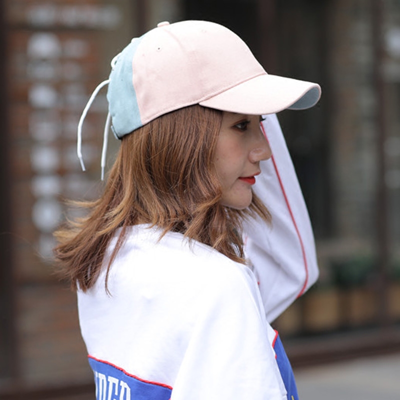 Meng Hetang The same hat female Korean version of the spring and autumn pink baseball cap tide net red contrast color cap female niche tide brand