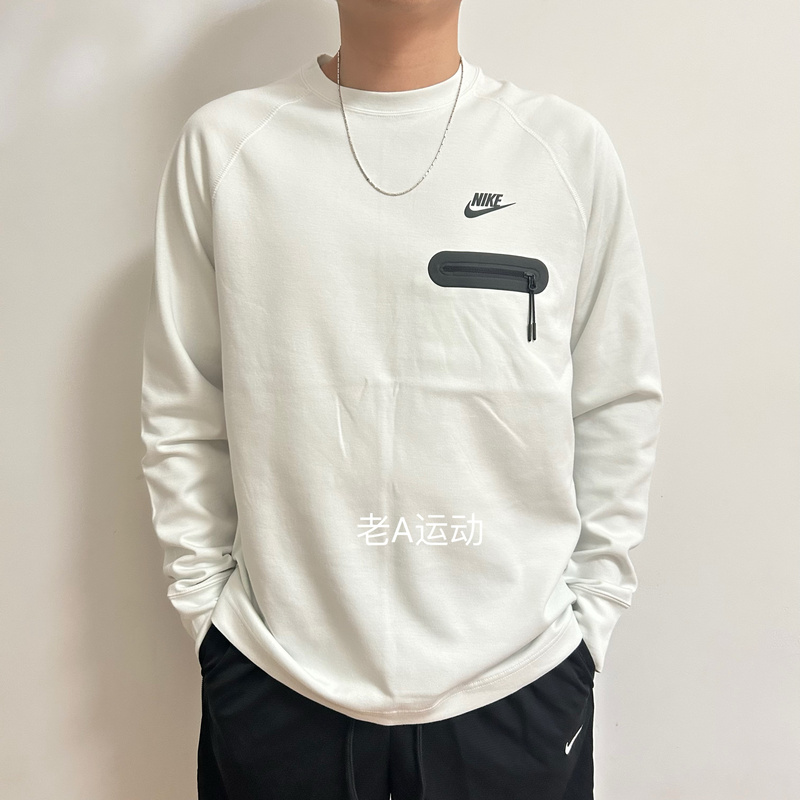 Authentic Nike/Niketech Fleece Men's Spring and Autumn Space Cotton Casual Sports Long-Sleeved T-Shirt Fd9881