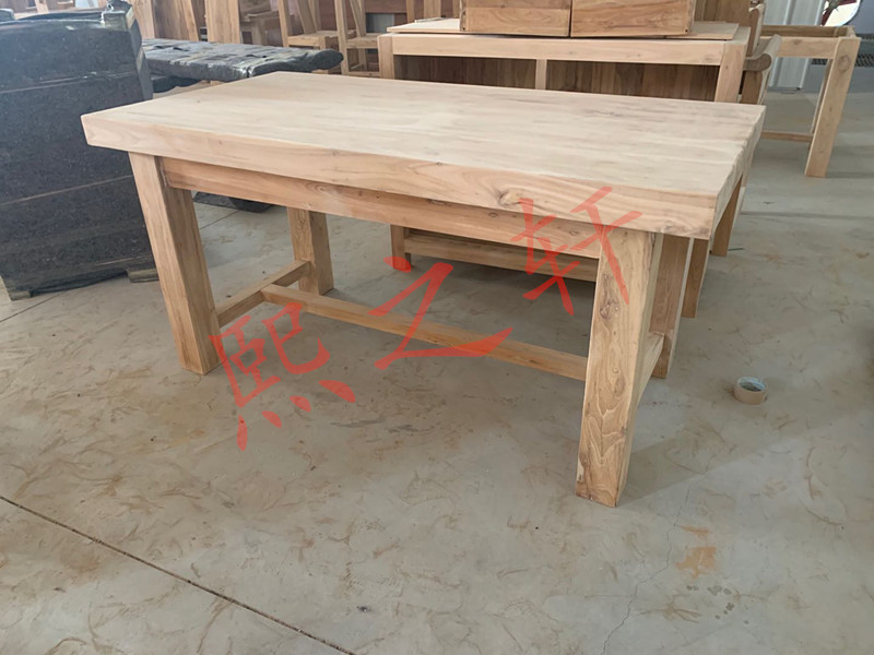 Old elm dining table and chair combination old elm dining table simple solid wood rectangular multi-functional small apartment dining table and chair