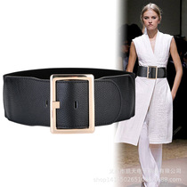 Japanese FC genuine leather wide girdle fashion decorative coat elastic wide belt style wide belt with dress