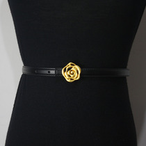 Japan FC genuine leather rose flower thin belt for women flower waist belt slimming cowhide womens trouser belt with sweater jumpsuit