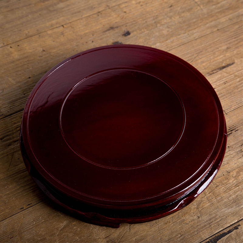 Wooden pot wood frame trellis tray fish tank stone vase wine altar rice jar rice barrel 22-24 cm wooden base