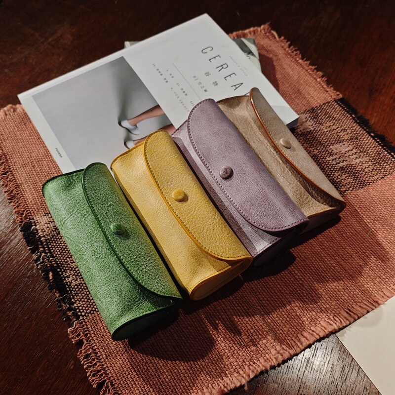First-Layer Cowhide Glasses Case, Lens Storage Box, Portable Glasses Bag, Travel Storage Glasses Bag, Simple Bag Storage
