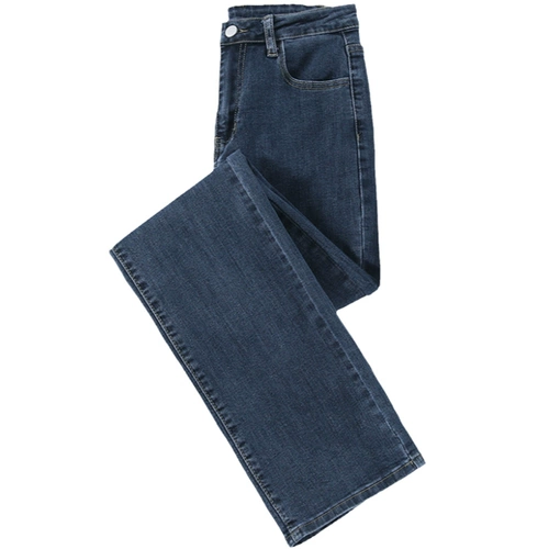 Флисовые демисезонные прямые свободные джинсы, штаны, леггинсы, высокая талия, 2024 года, по фигуре, свободный крой