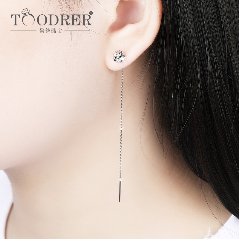 Platinum Earrings Woman Fashion Car Floral Hemisphere White Gold Earrings pt950 Earbuts Personality Ear-Ear Pin Gift