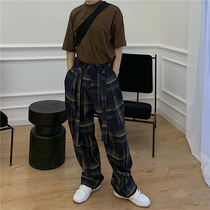 uniike greasy guest male draped streamer loose wide leg trousers casual pants lattice pants yuppie casual street Port