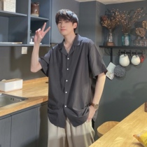 SC 21 summer very fairy top male ruffian handsome five-point sleeve Korean version of the wild handsome shirt loose short-sleeved shirt