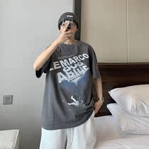 SC 21 summer letter printing T-shirt short-sleeved mens fashion brand ins Ruffian handsome wild loose cotton top tide T-shirt