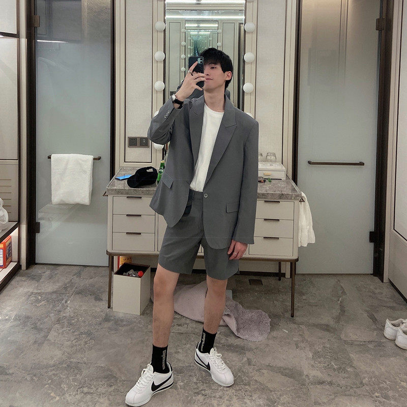 SC Spring/Summer Men's Suit Set Two-Piece Korean Edition Trend Loose Youth Casual Small Suit Jacket Men's Tide