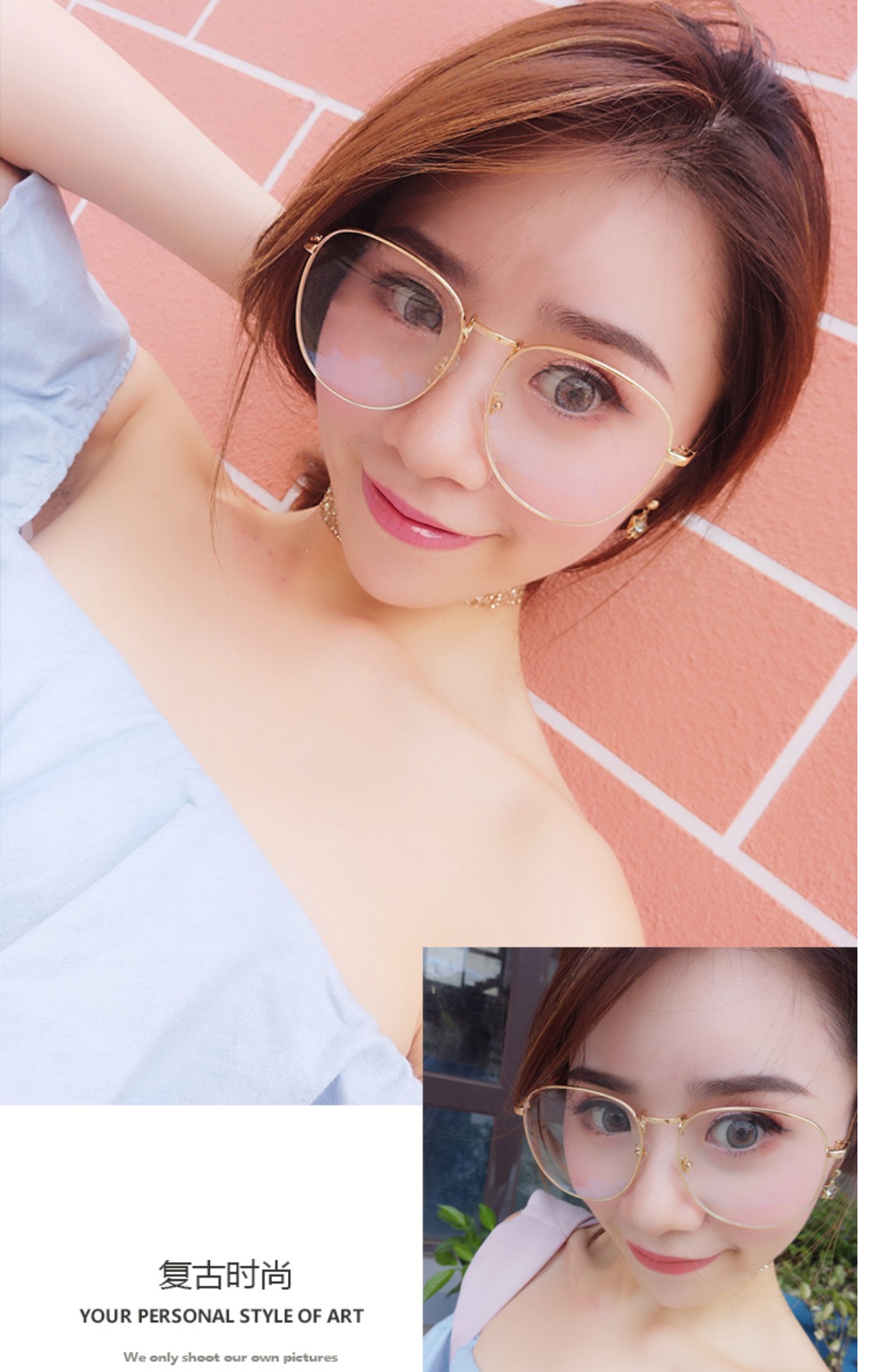 Hàn Quốc chụp hình siêu lớn hộp lớn mặt kính mỏng gọng kính nữ retro kim loại tròn phẳng khung tròn mặt nam cận thị kính cartier