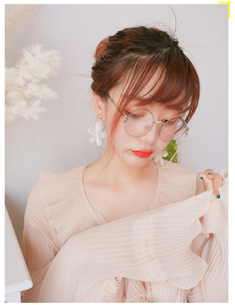 Gương mặt tròn to tròn có dây chuyền kính gọng tròn phiên bản Hàn Quốc của nữ triều phẳng Gương mặt lớn nam chống bức xạ xanh có thể được trang bị cận thị kính gọng tròn