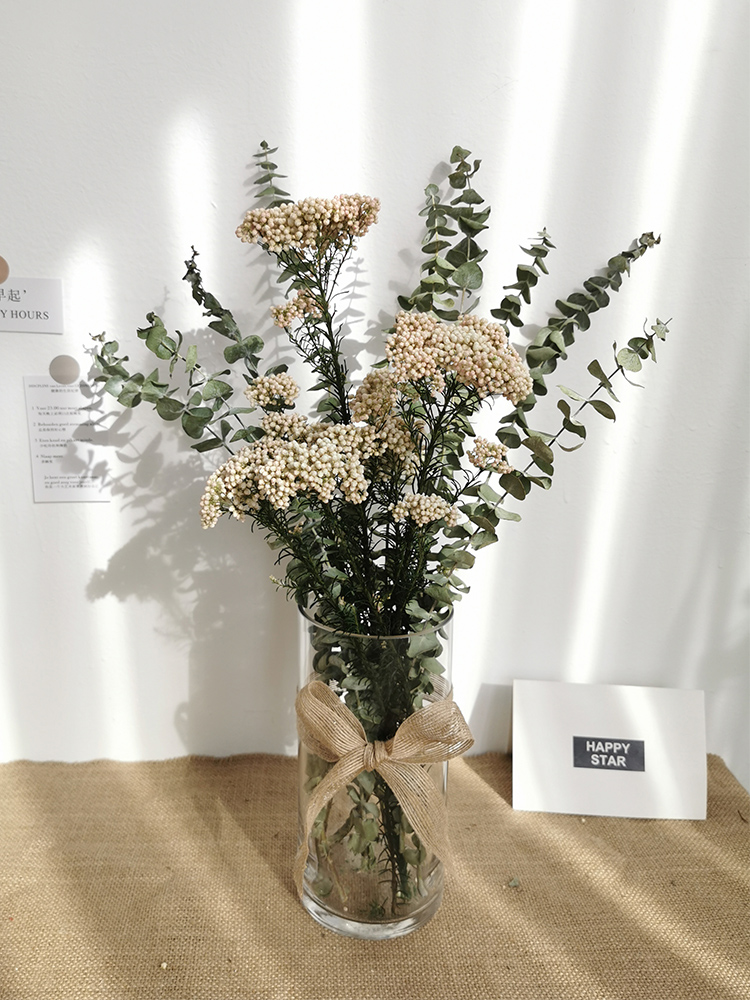 Small rice flower dried flower bouquet natural flower material large bunch real flower vase set decoration living room permanent flower arrangement