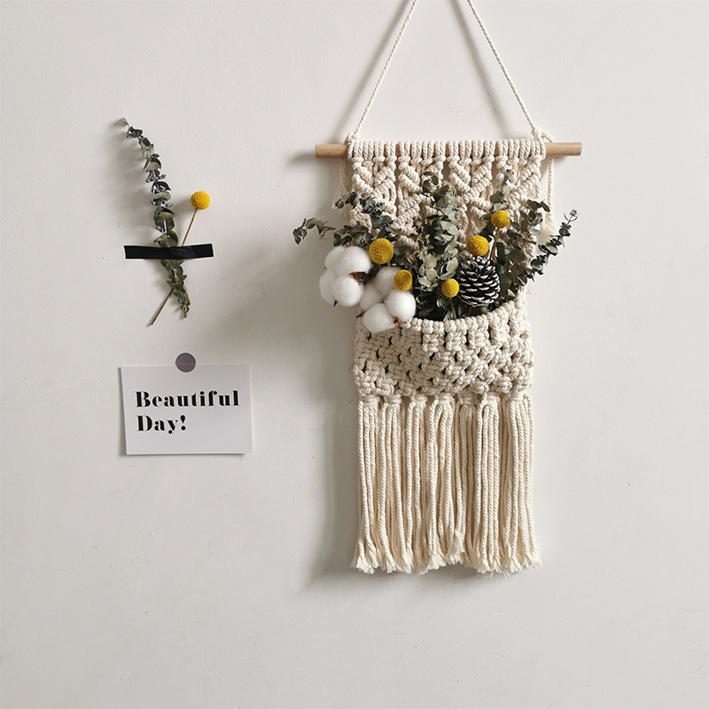 Tapestry Home Wall Hangings Dry Flowers Bouquet Living-room Floral Ring Decoration Pendant Wall Room Bedroom Wall Flower Arrangement-Taobao