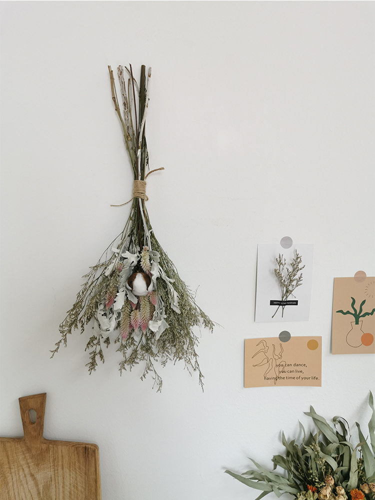 Tanabata Festival starry hanging wall Hanging upside down dried flower bouquet Natural branch wall hanging decorative decoration Real flower pendant