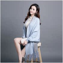 Winter all-match soft oversized pure cashmere double-sided scarf womens tassel shawl value cattle goods