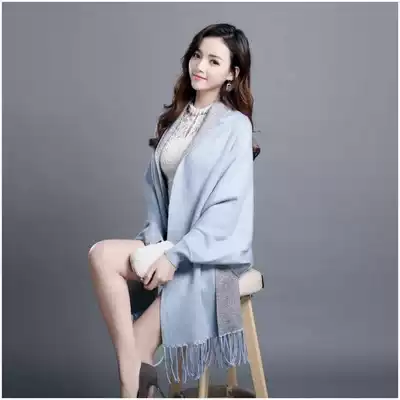 Winter Joker soft super large pure Kashmir wool double-sided scarf ladies tassel shawl value cattle