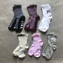 6 pairs of PINK letter socks Sports running fitness socks Cotton socks