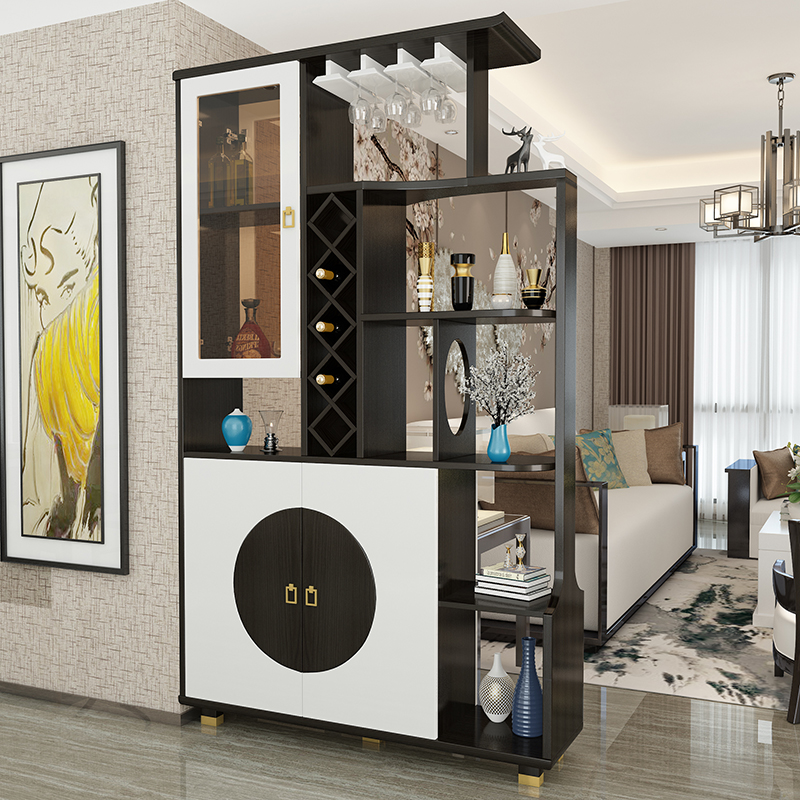 New Chinese-style living room entrance porch partition cabinet double-sided foyer wine cabinet room hall cabinet Chinese-style screen decoration cabinet shoe cabinet
