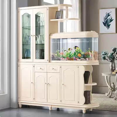 European-style living room entrance entrance partition cabinet Household fish tank double-sided wine cabinet Foyer hall screen decorative cabinet Shoe cabinet