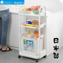 Japan imported mobile kitchen shelf floor multi-layer trolley household slit storage rack vegetable storage rack