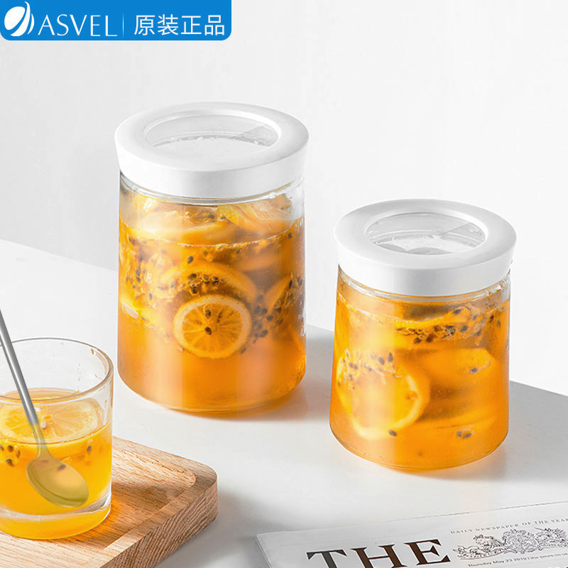 Japan ASVEL SEALED TANK GLASS HONEY BOTTLE WITH LID JAM BOTTLE GLASS BOTTLE FOOD GRADE STORAGE TANK SUB-TAOBAO