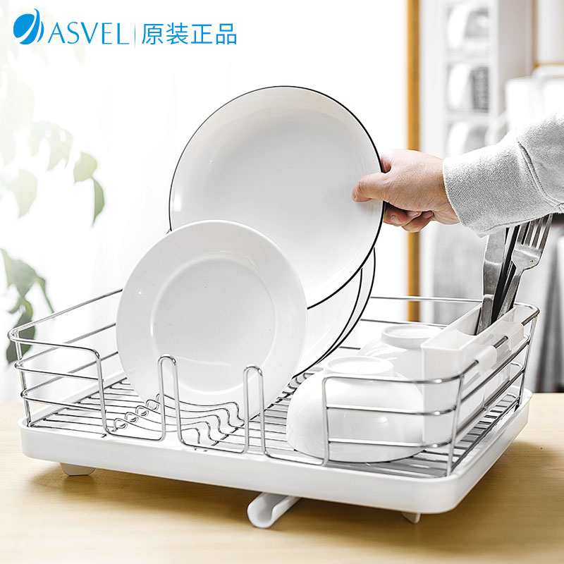 Japan Asvel Kitchen Stainless dishes Drain Rack Large Capacity Double chopstick cutlery sink side shelf