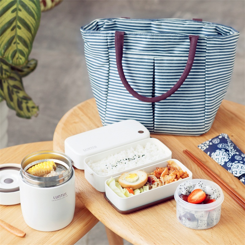 Japan ASVEL bento box soup cup braised beaker combination set adult double lunch box portable packaging