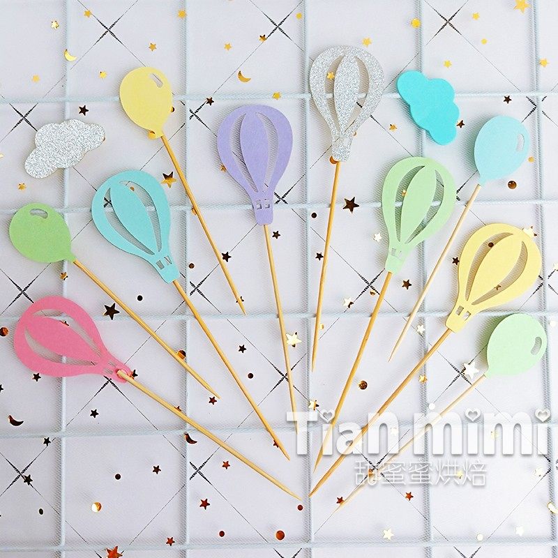 Baking Cake Decoration Plug-in Cloud Hot Air Balloon Balloon Birthday Cake Decoration Inserted color Cloud Dot plugin