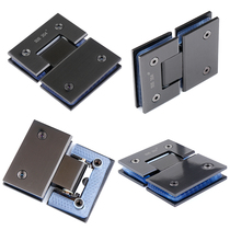 Black titanium drawn double hinge stainless steel 180 degree bathroom with fingerprint closing glass frame door clip