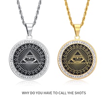 Eye of God Hip Hop Necklace Male Tide hiphop Tide Brand Accessories Korean Simple Student Tide Titanium Steel Pendant Female