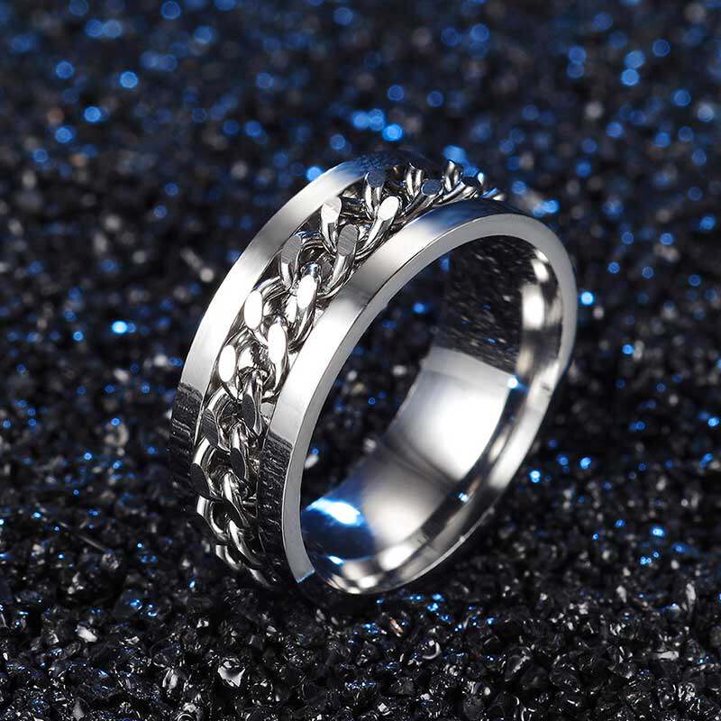 Ring Male tide personality titanium steel hip hop couple ring tail ring ins tide Index finger opener bottle opener Single ring