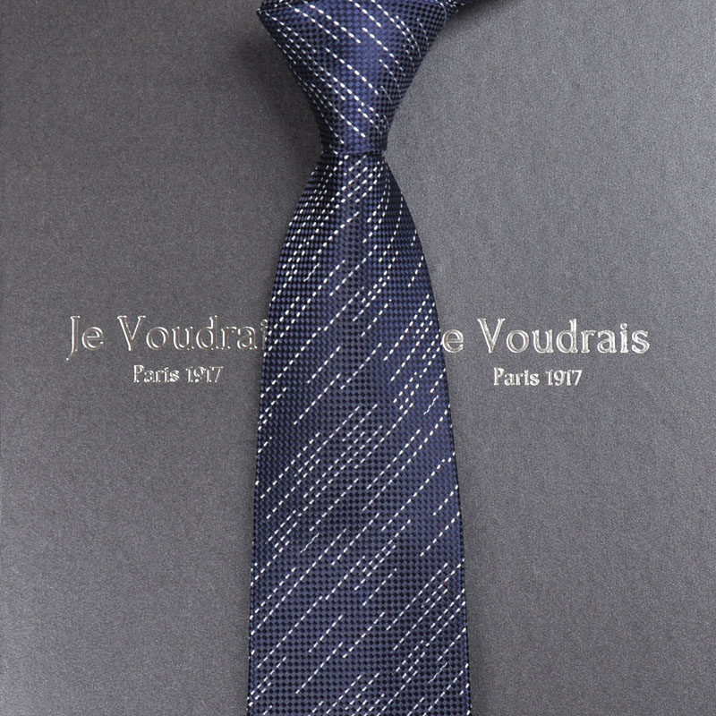 (France JV) men's real silk tie positive dress business marriage narrow Korean version work student 8cm gift boxed Z01