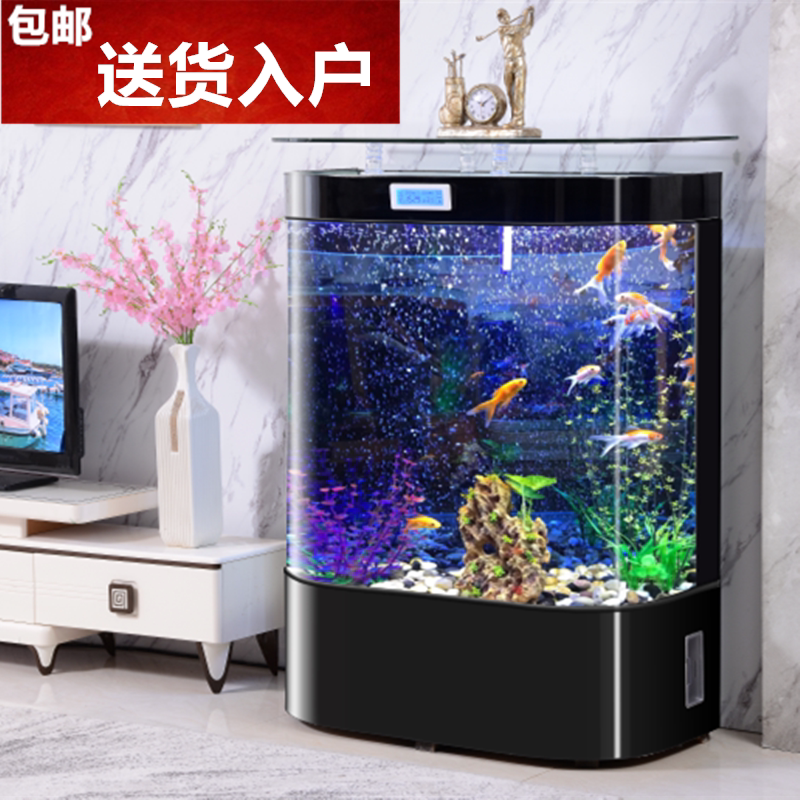 Round ecological fish tank aquarium living room fortune-seeking custom-made lazy person free water change European-style floor 1 2 meters medium and large