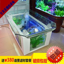 Large ecological living room coffee table fish tank aquarium round glass household desktop coffee table medium water free of change