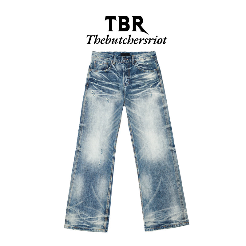 Tbr Windmill Series 005 Extreme Cold Glacier Blue Washed Slim Fit Straight Leg Jeans