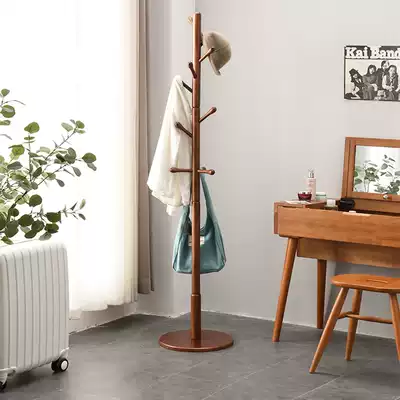 Solid wood coat rack floor-to-ceiling household living room hanger single pole hanger simple modern bedroom hanging clothes shelf