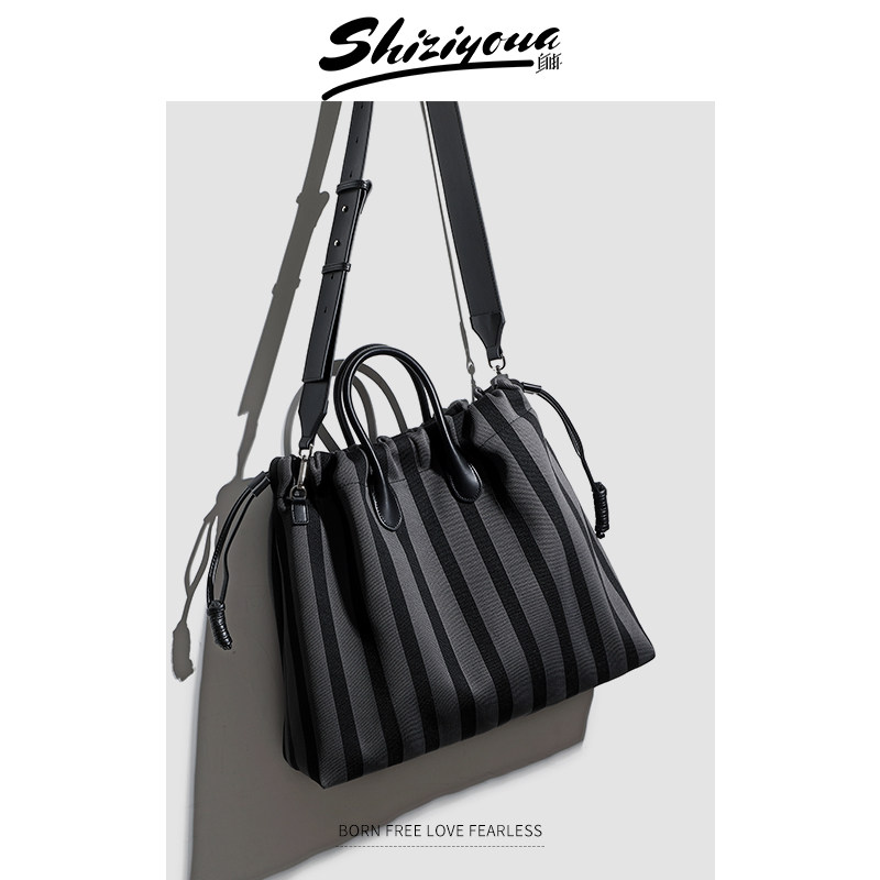 South Korea Ins Wind Small Crowd Tide Card Men's Bag Genuine Leather Big Bag Multifunction Single Shoulder Diagonal Satchel Street Trend Handbag-Taobao