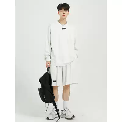 Dosho men's Japanese vintage long sleeve thick cotton T set slim loose casual five-piece pants two-piece set