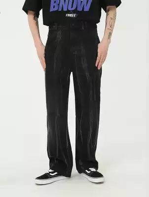 Dosho men's Korean version of old wash wash gradually tie-dyed straight tube loose casual jeans men's tide