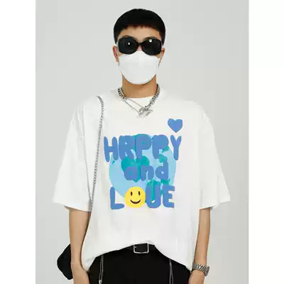 Dosho men's 2021 summer new port style three-dimensional foam printing short sleeve T-shirt men's loose short sleeve shirt