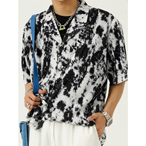 Dosho mens clothing 2021 summer new trend Korean ins loose ruffian handsome retro pattern hanging shirt men