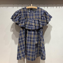 Spot childrens clothing custom 21 summer new girl cute retro ruffles plaid dress CX-1K3500770